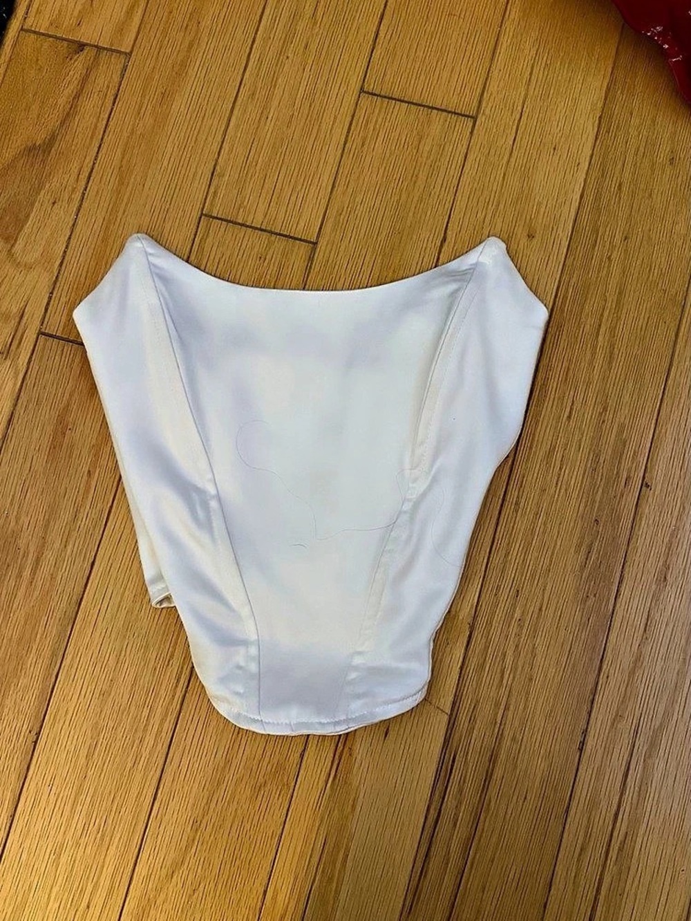 PrettyLittleThing White Satin Structured Corset Top White Size 6